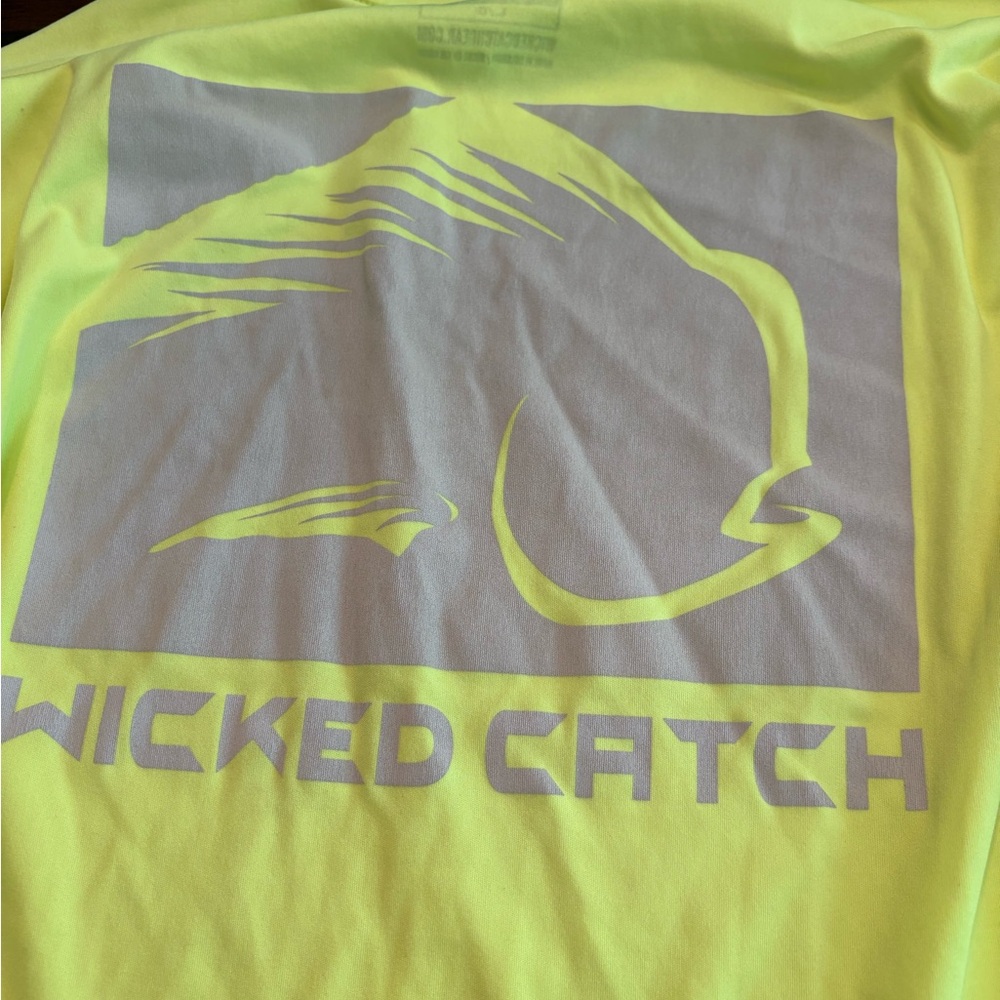 Wicked Catch Neon Yellow Performance Shirt size L - Picture 5 of 7
